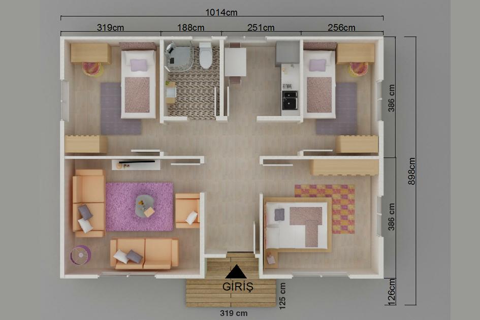 3+1 prefabrik evlerin iç yapı detayları – Şen Evim Prefabrik ile tasarlayın.