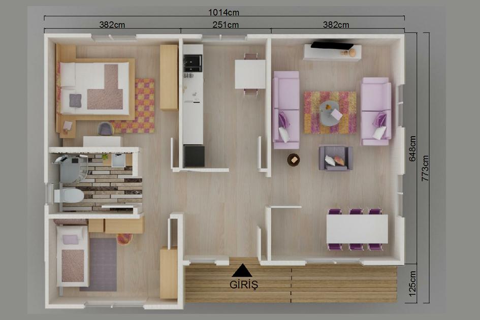 Elektrik ve su tesisatları eksiksiz prefabrik ev – Şen Evim Prefabrik sistemi.