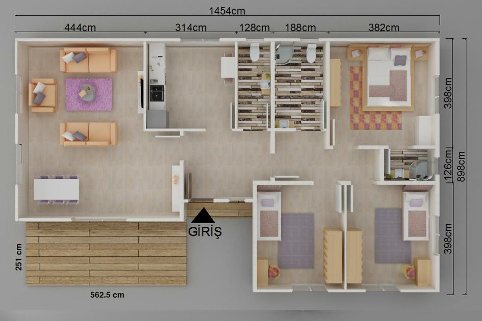 Mimari detaylarla hazırlanmış özel tasarım prefabrik ev – Şen Evim Prefabrik.