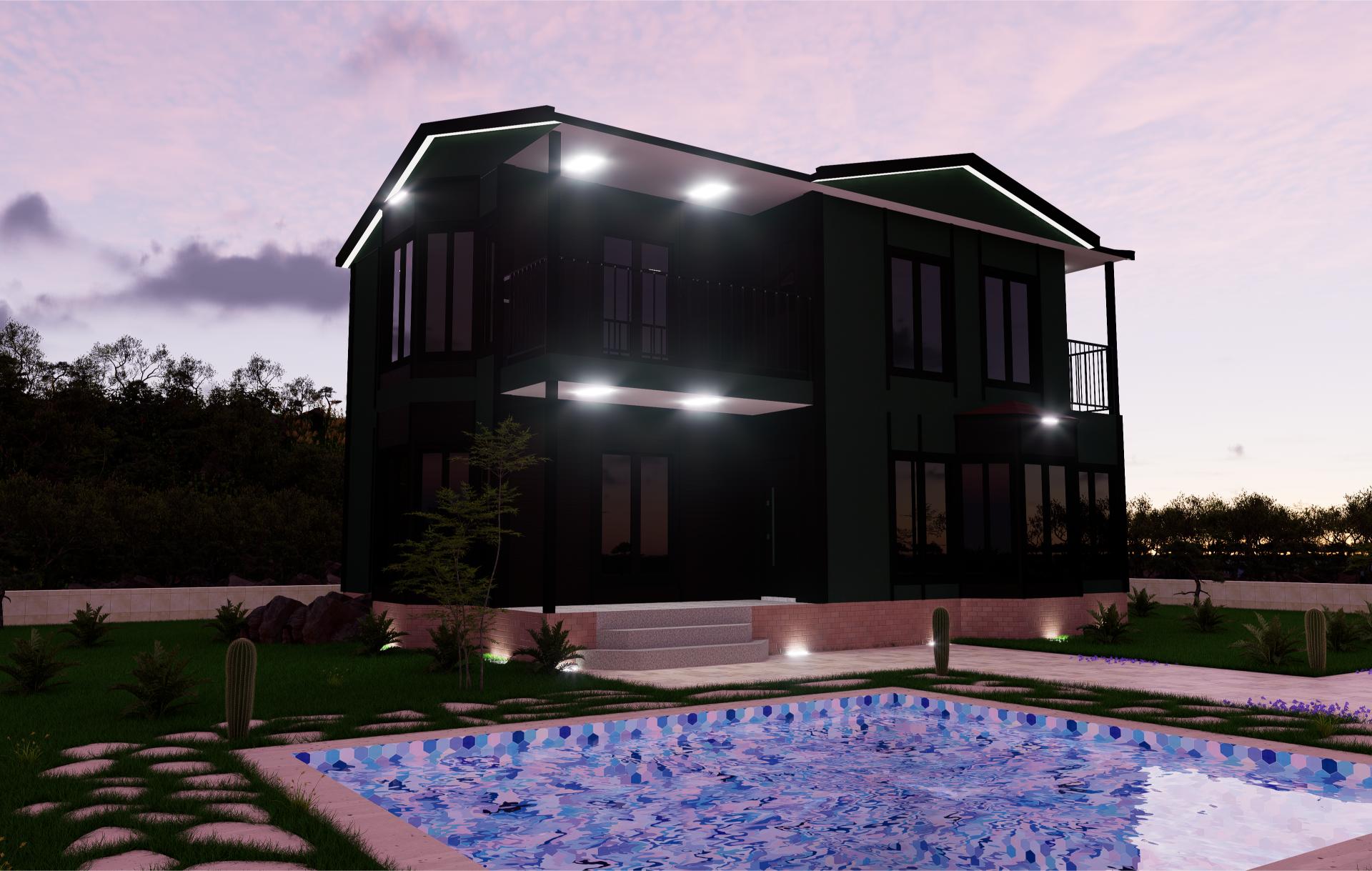 Prefabrik ev için 3D proje çizimi – Şen Evim mühendislik hizmeti.